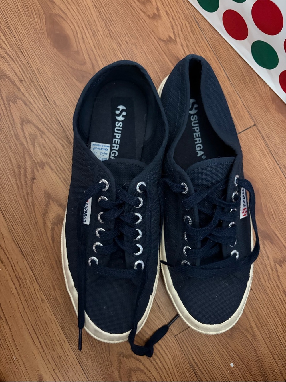 Superga Navy Canvas Sneakers with Cream Sole